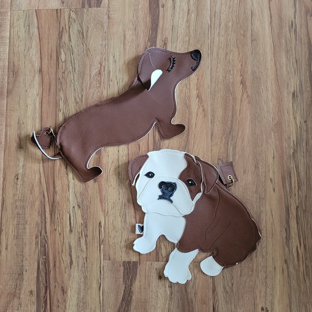 Bulldog and Daushund leather clutch or wallet- vintage Cuore Etsy